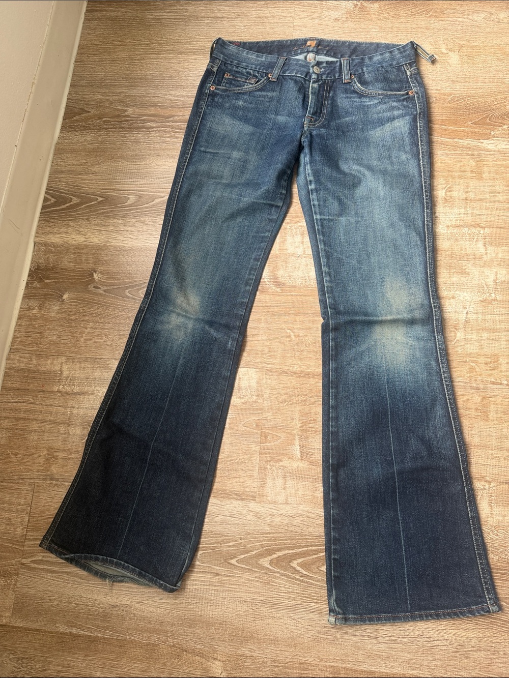 7 For All Mankind Dark Blue Flare Jeans - Wide Leg